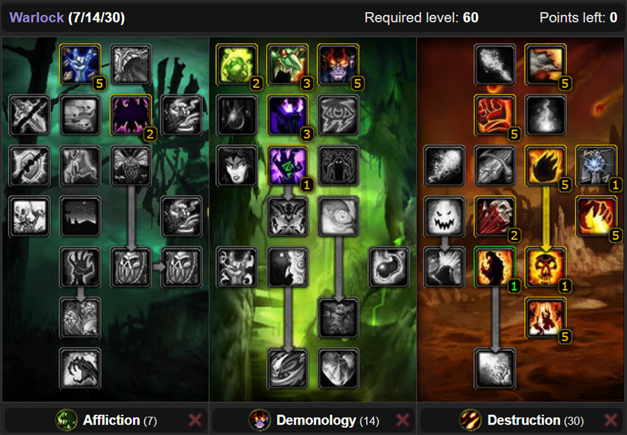 The Imp Imp/Emberstorm Talents.
